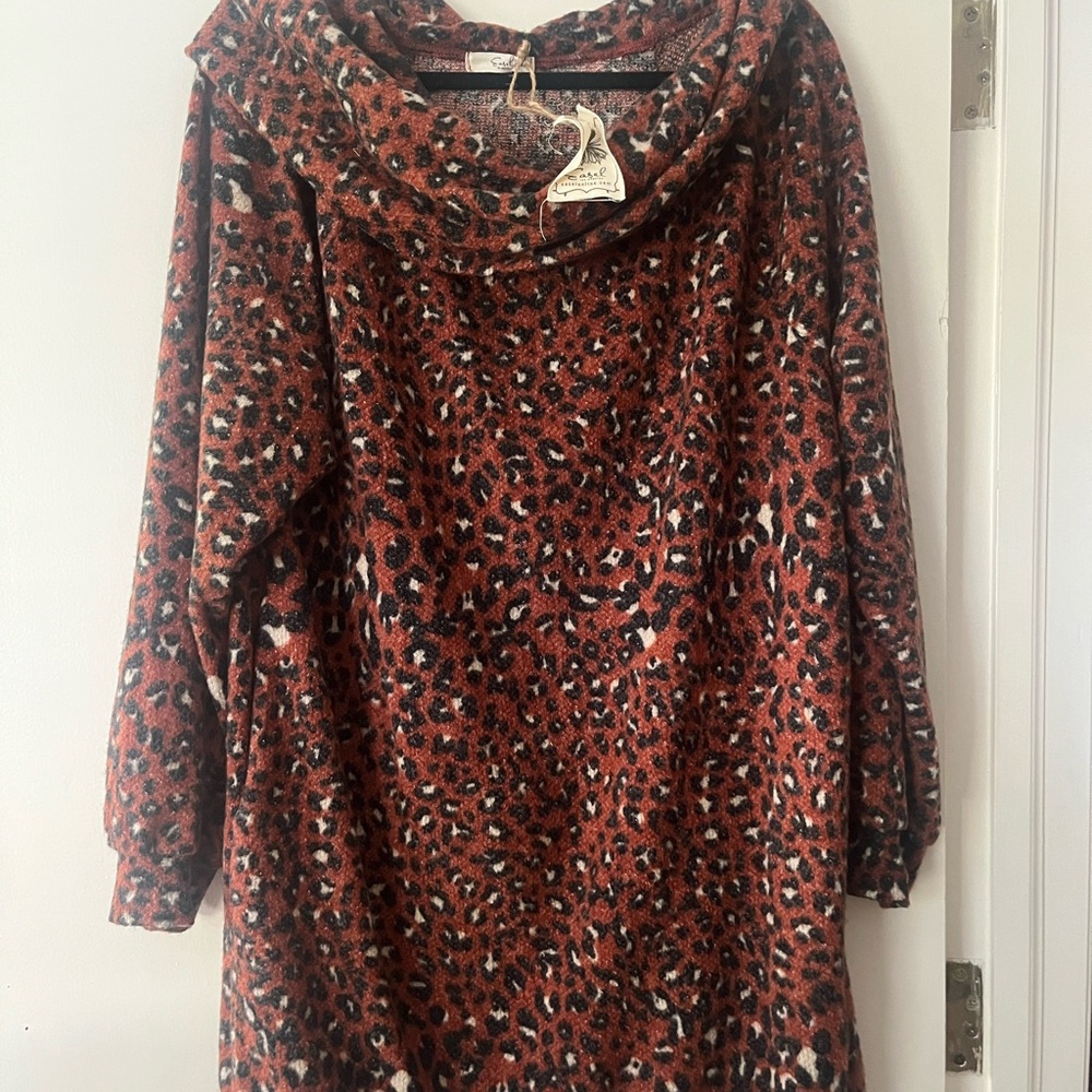 Easel Red and Black Patterned Dress